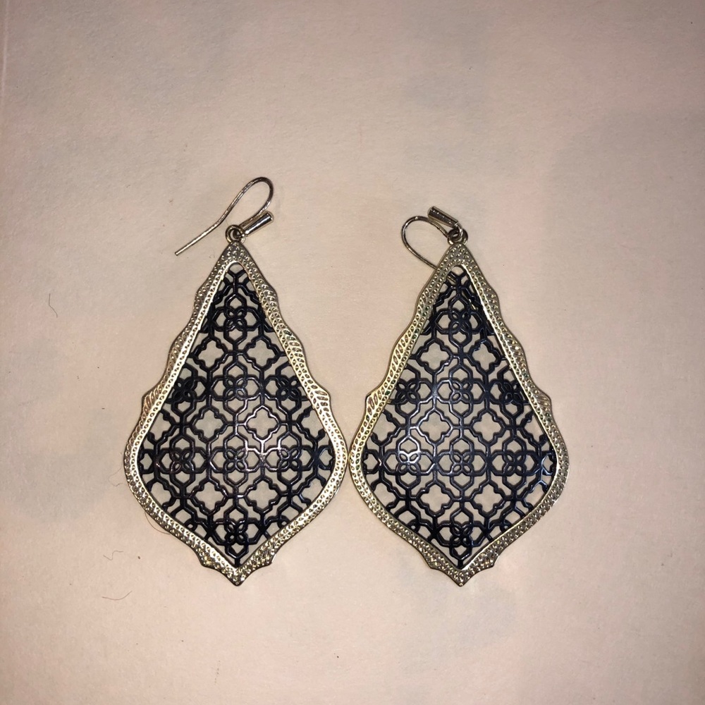 Kendra Scott black and gold earrings